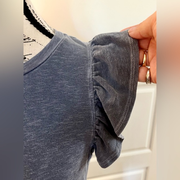 SUNDRY by ANTHROPOLOGY Heathered Blue Ruffle Shoulder Weekend Midi Dress Sz XS - Picture 4 of 12